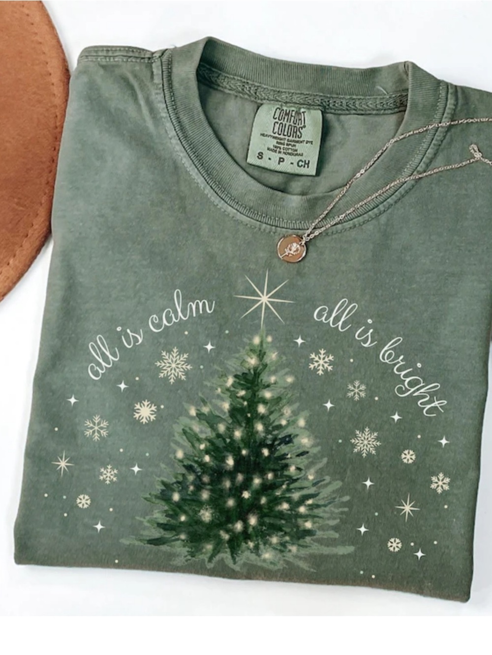 Comfort Colors Moss Green Christmas Tree Graphic Tee